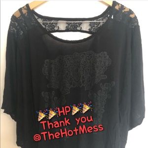 Free People Black Embellished Open Back Top